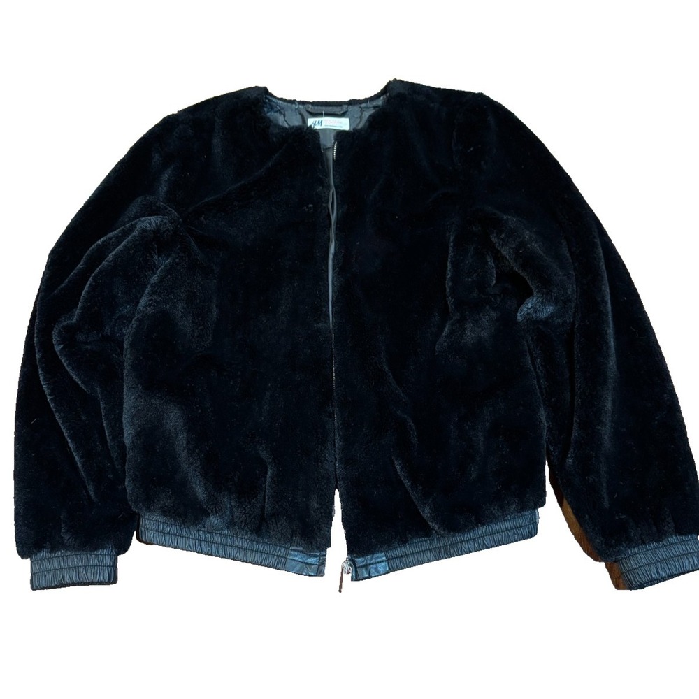Y2K H‎ & M Faux Fur cropped party cocktails disco bomber sz girls 13/XS womens'